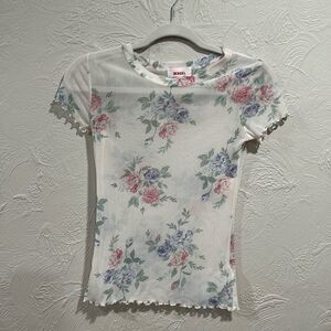 NWT y2k white bongo sheer floral top size small